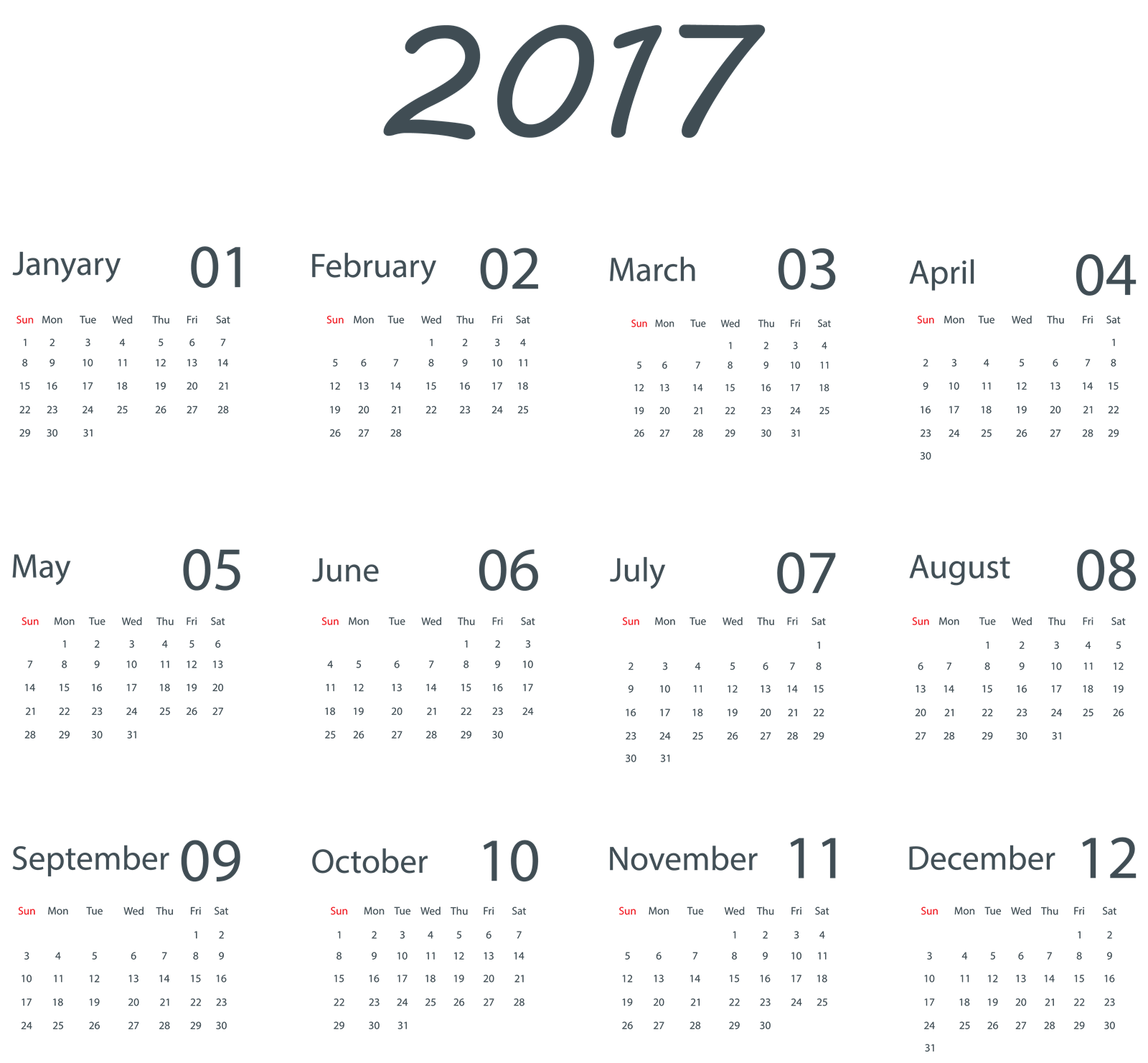 2017 Calendar 5 Transparent PNG Image