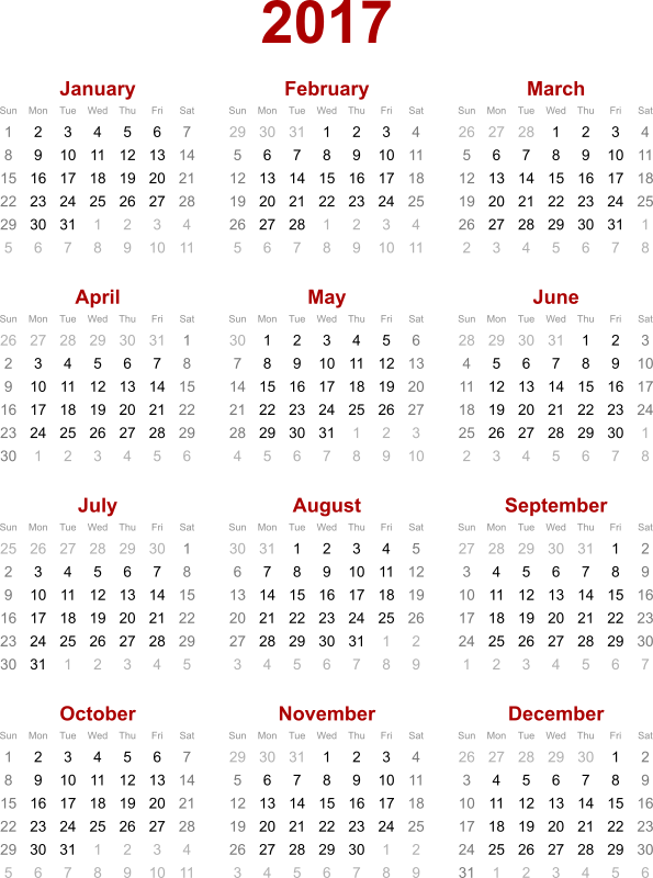 2017 Calendar 3 Transparent PNG Image