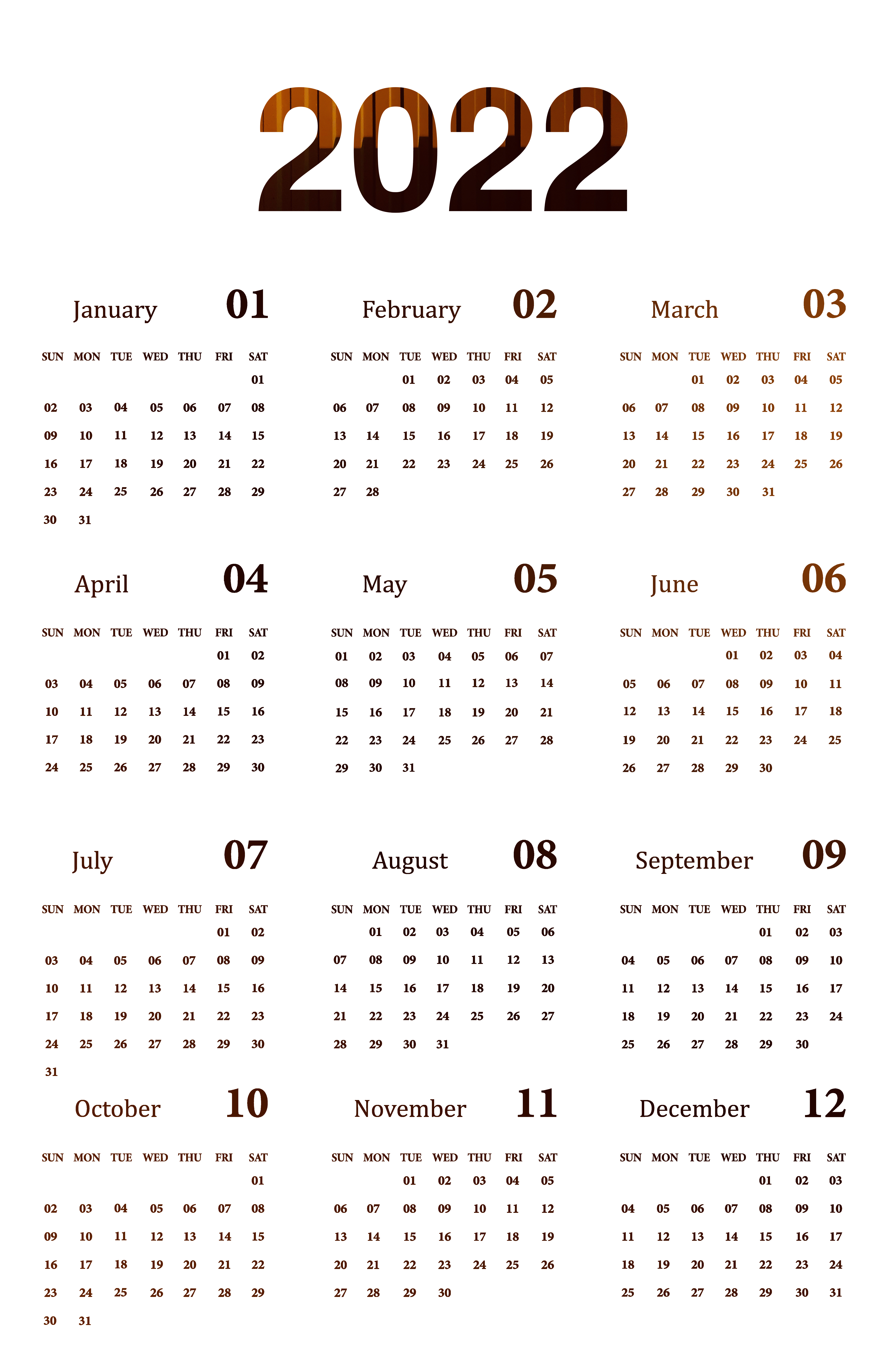 Calendar 2022 Year Transparent PNG Image