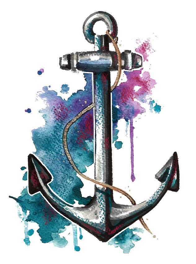 Watercolor Anchor Transparent PNG Image