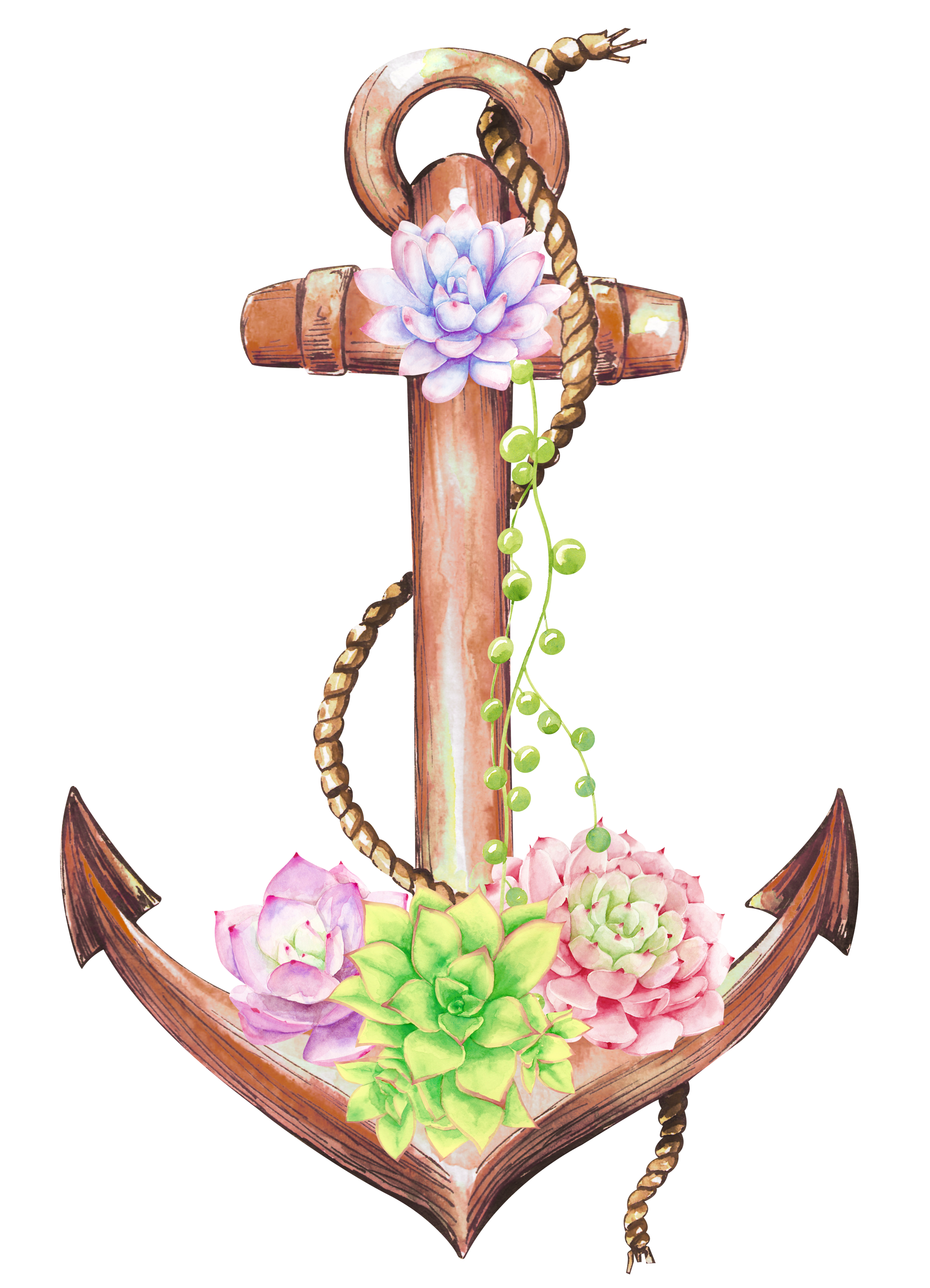 Watercolor Anchor Transparent PNG Image