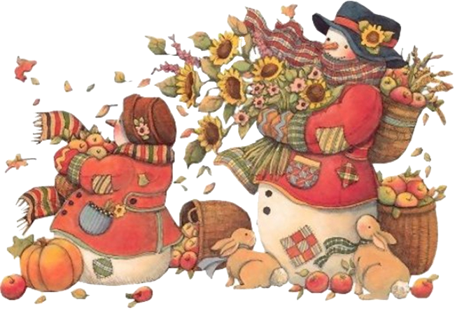 Autumn Snowman Animation Cartoon Transparent PNG Image