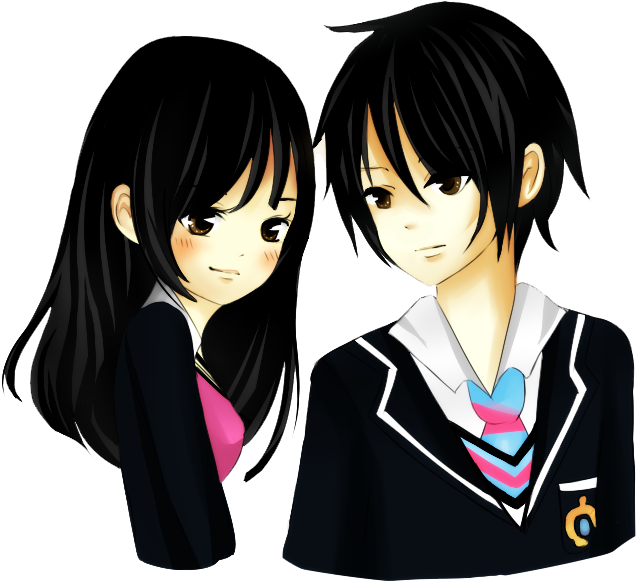 Cute Couple Anime Transparent PNG Image