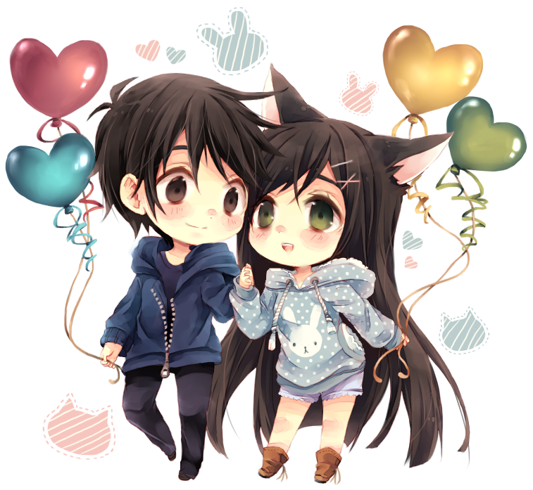 Chibi Couple Anime Transparent PNG Image