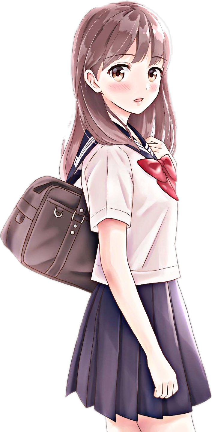 School Anime Girl Transparent PNG Image
