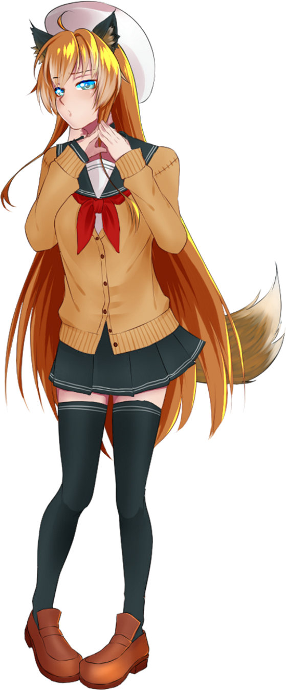 School Anime Girl Transparent PNG Image