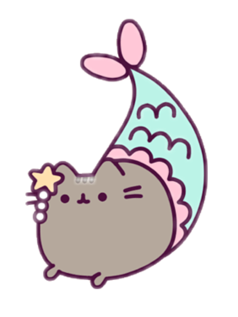Pink Purple Pusheen Mermaid Cat Transparent PNG Image