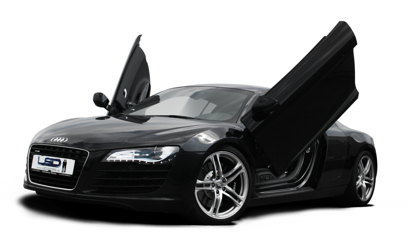 Audi R8 Black Matte Transparent PNG Image
