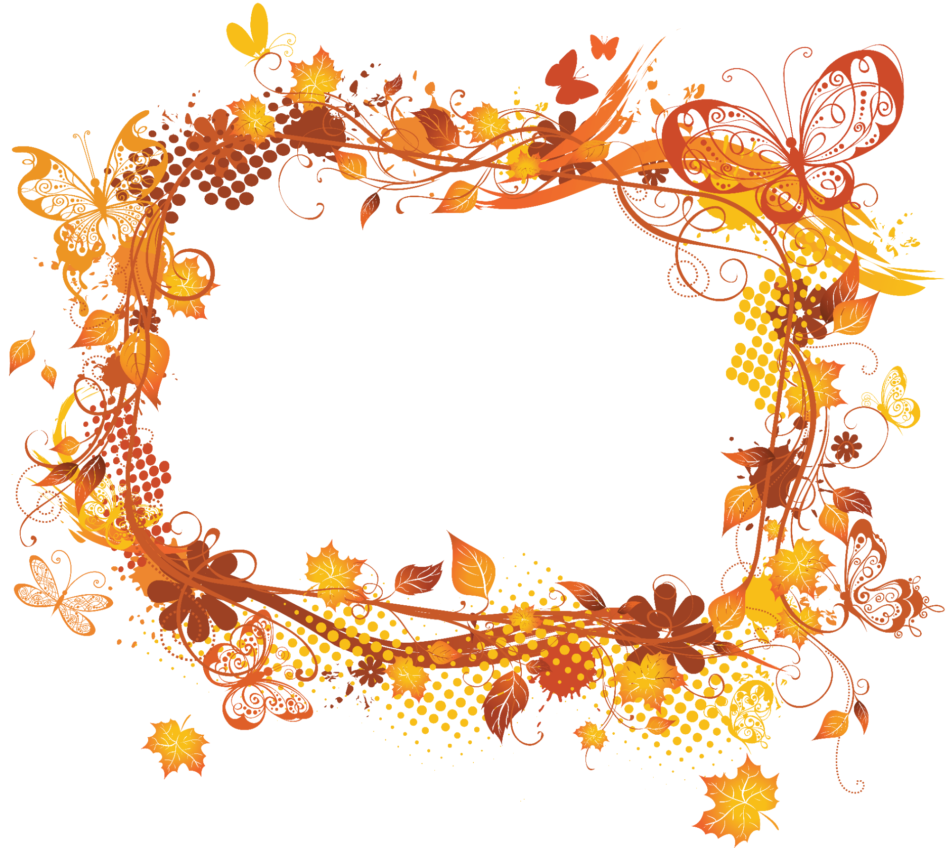 Frames Autumn Flower Frame Transparent PNG Image