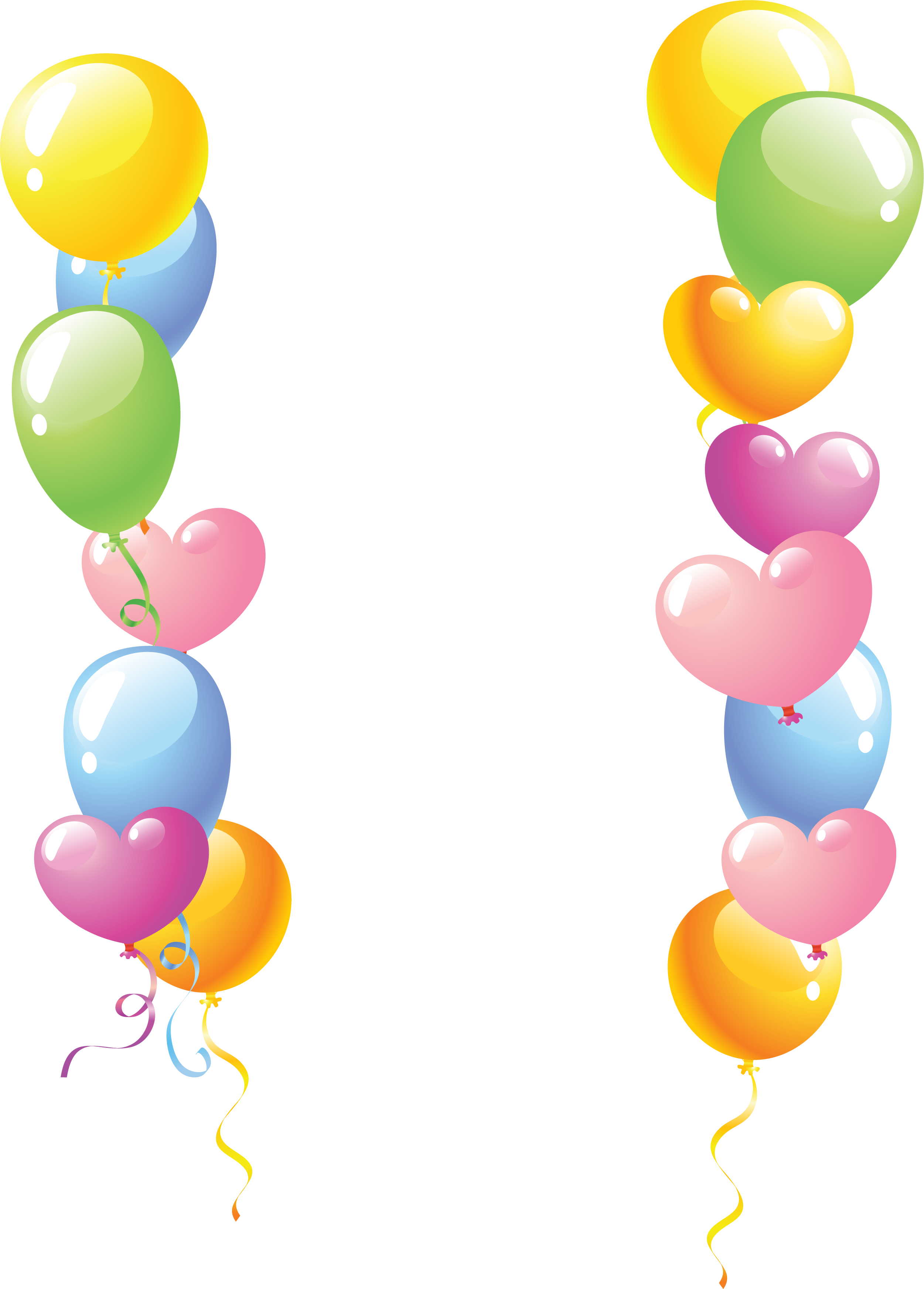 Color Heart Balloon Border Transparent PNG Image