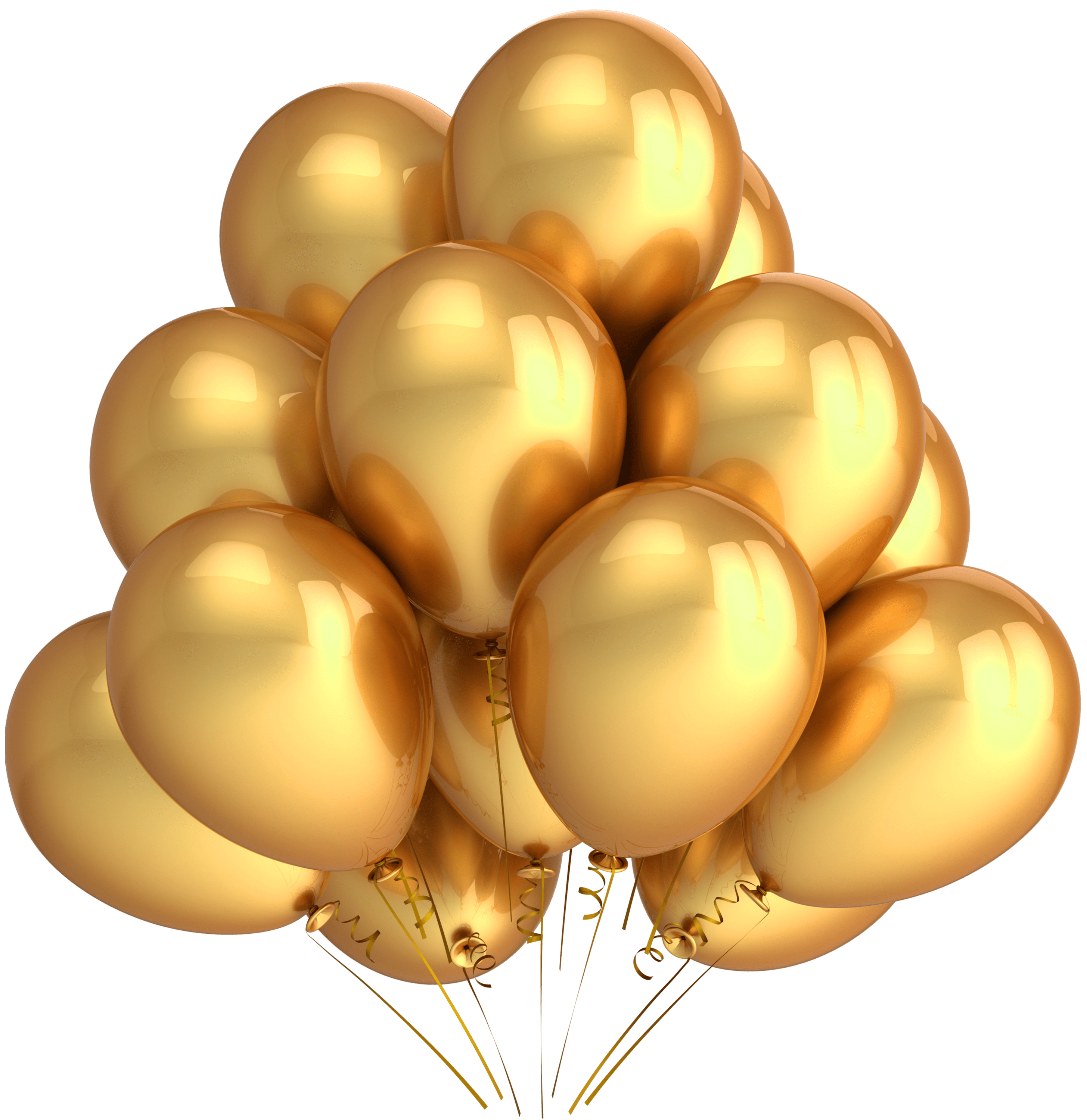 Golden Of Balloons Bunch Transparent PNG Image