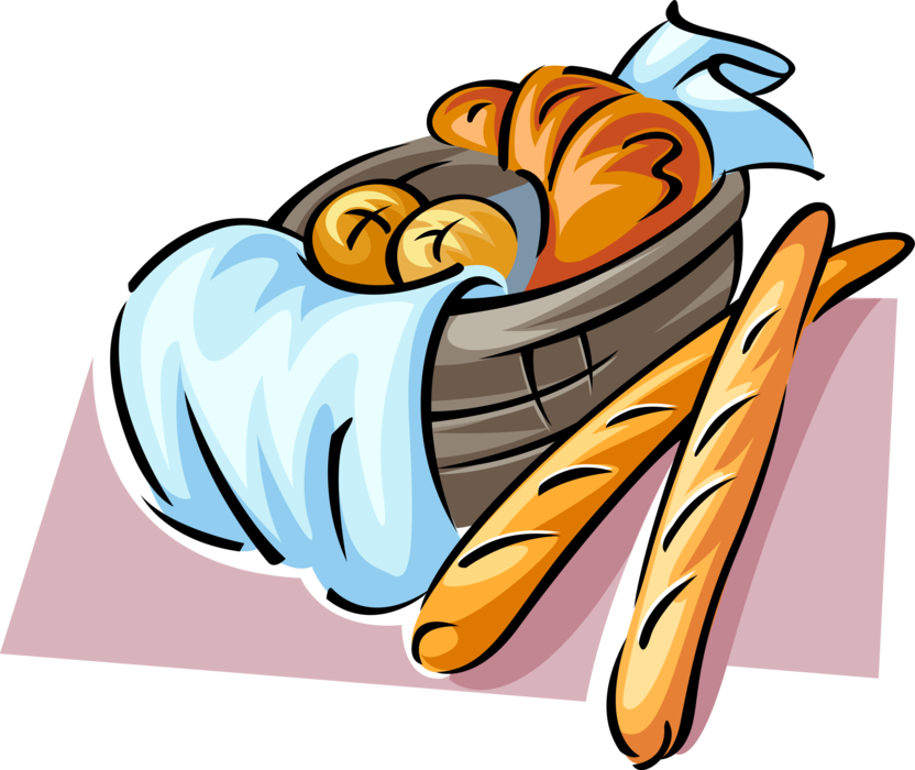 Basket Vector French Bread Transparent PNG Image