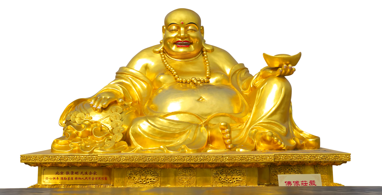 Golden Buddha Laughing Transparent PNG Image