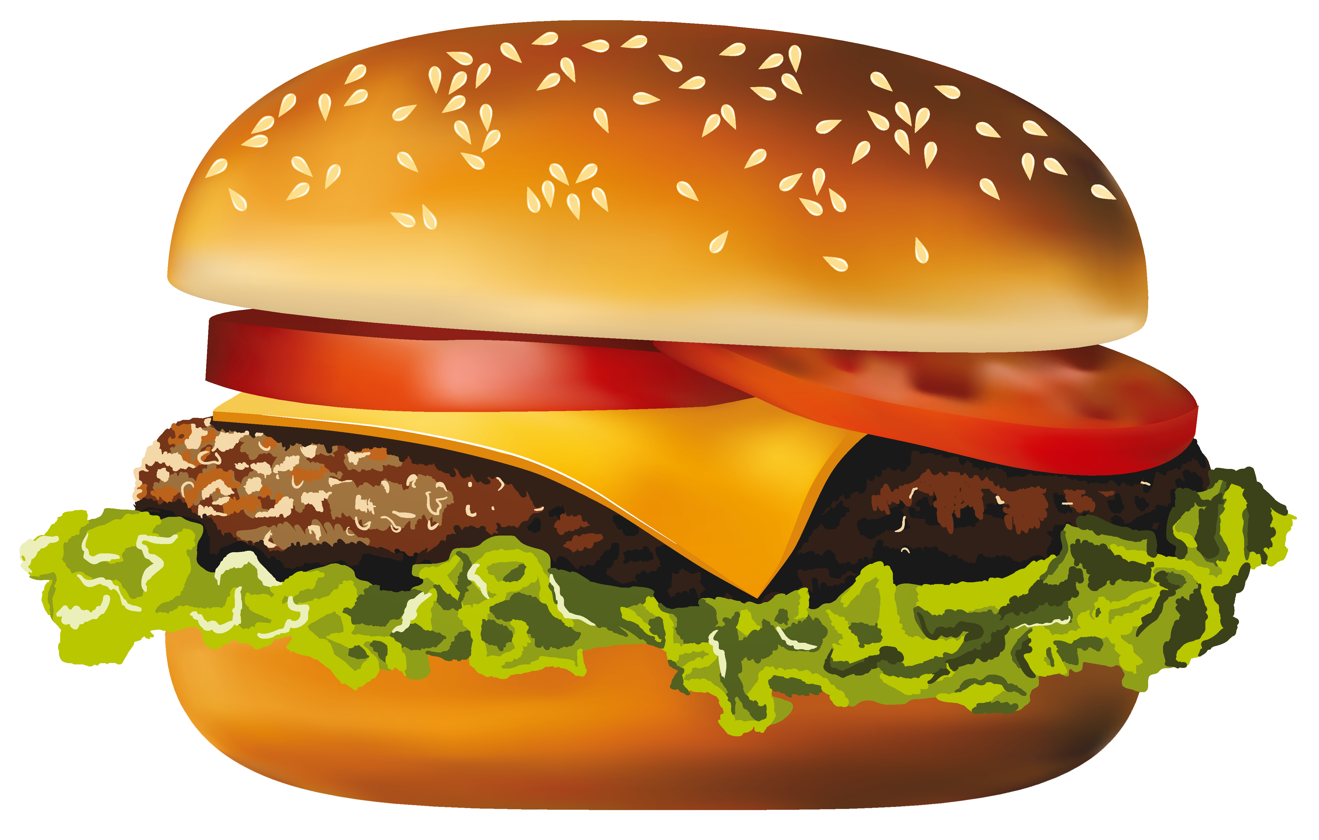 Burger Cheese Classic Transparent PNG Image