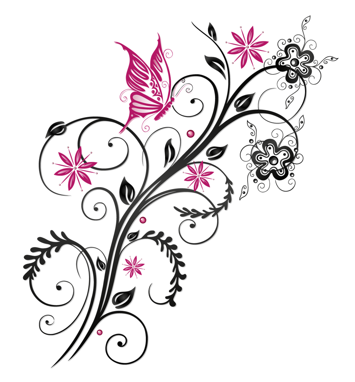 Butterfly Floral Flower Ornament Transparent PNG Image