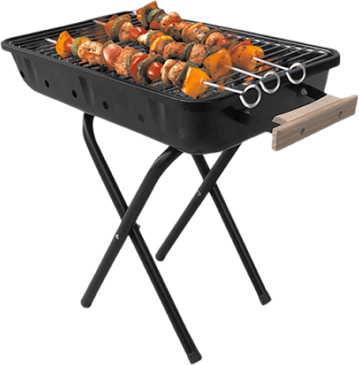 Barbecue Chicken Black Grill Transparent PNG Image