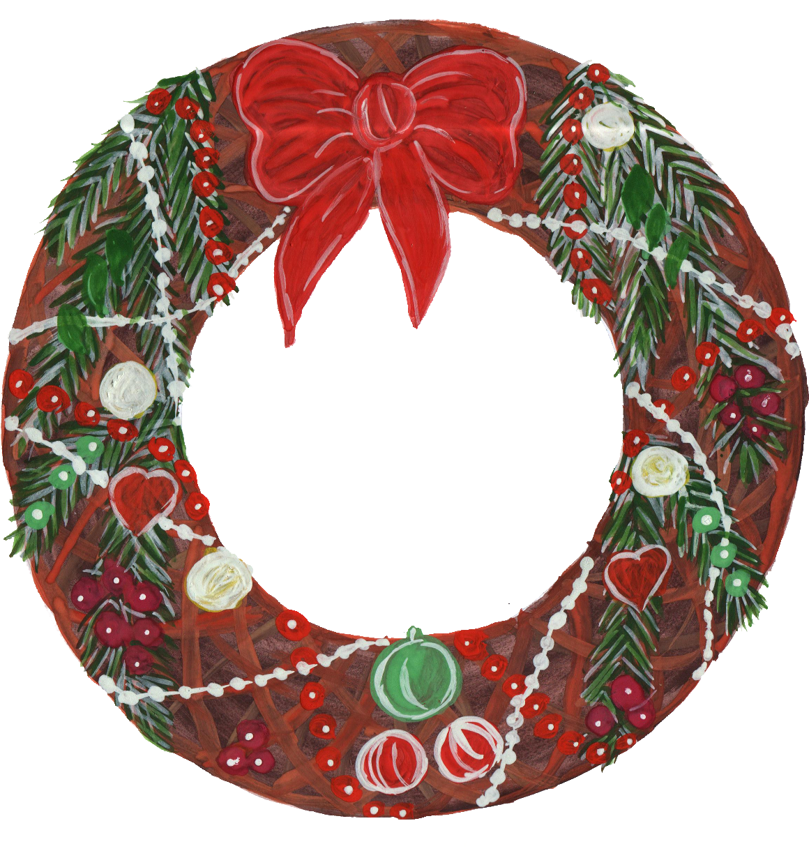 Watercolor Wreath Christmas Transparent PNG Image
