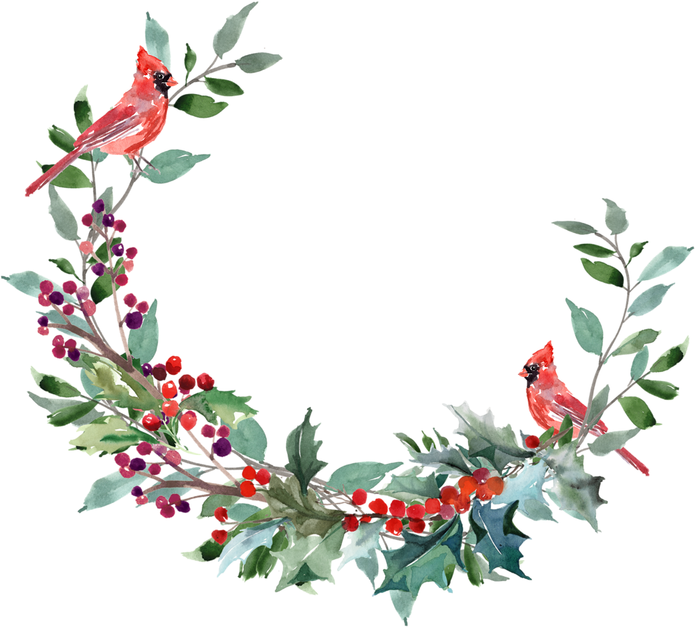 Watercolor Wreath Christmas Transparent PNG Image