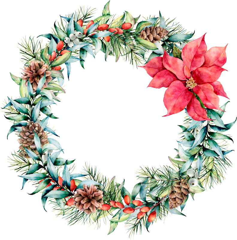 Watercolor Wreath Christmas Transparent PNG Image