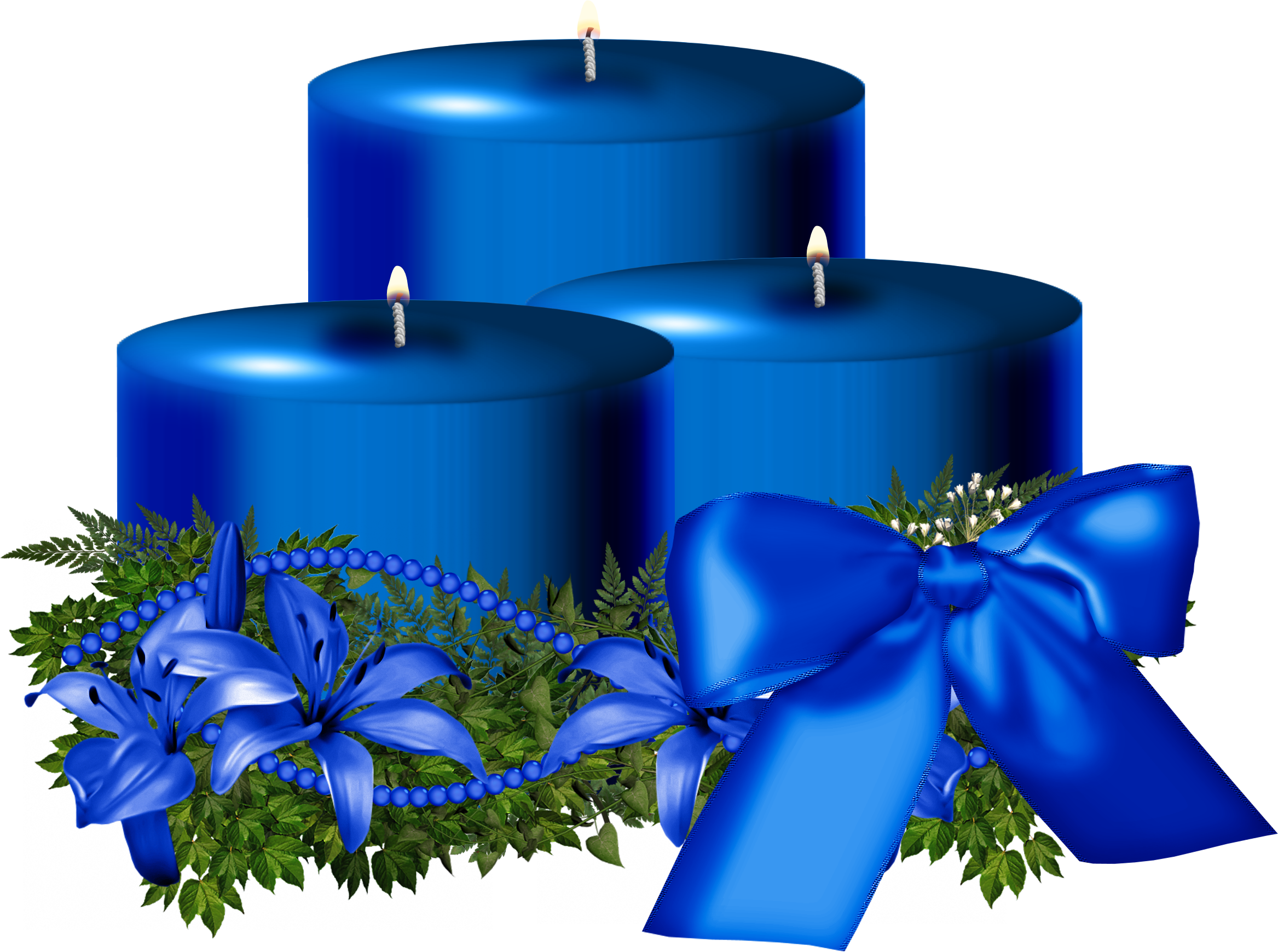 Blue Candle Christmas Transparent PNG Image