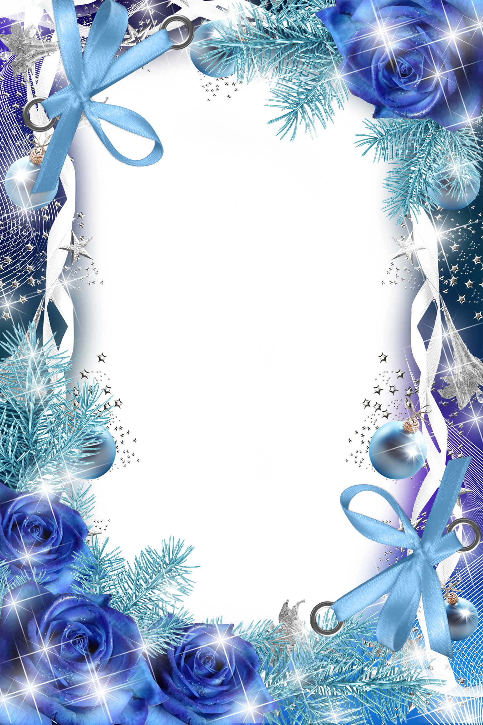Blue Frame Christmas Transparent PNG Image