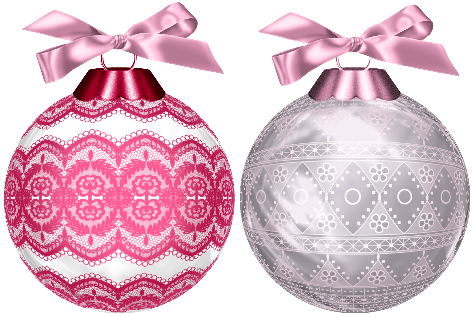 Pink Christmas Ornaments Transparent PNG Image