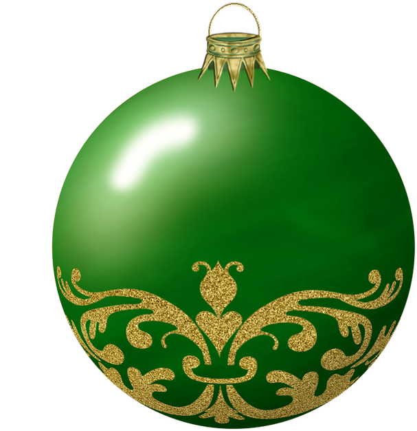 Green Christmas Ornaments Transparent PNG Image