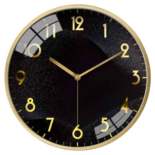 Wall Golden Black Clock Transparent PNG Image