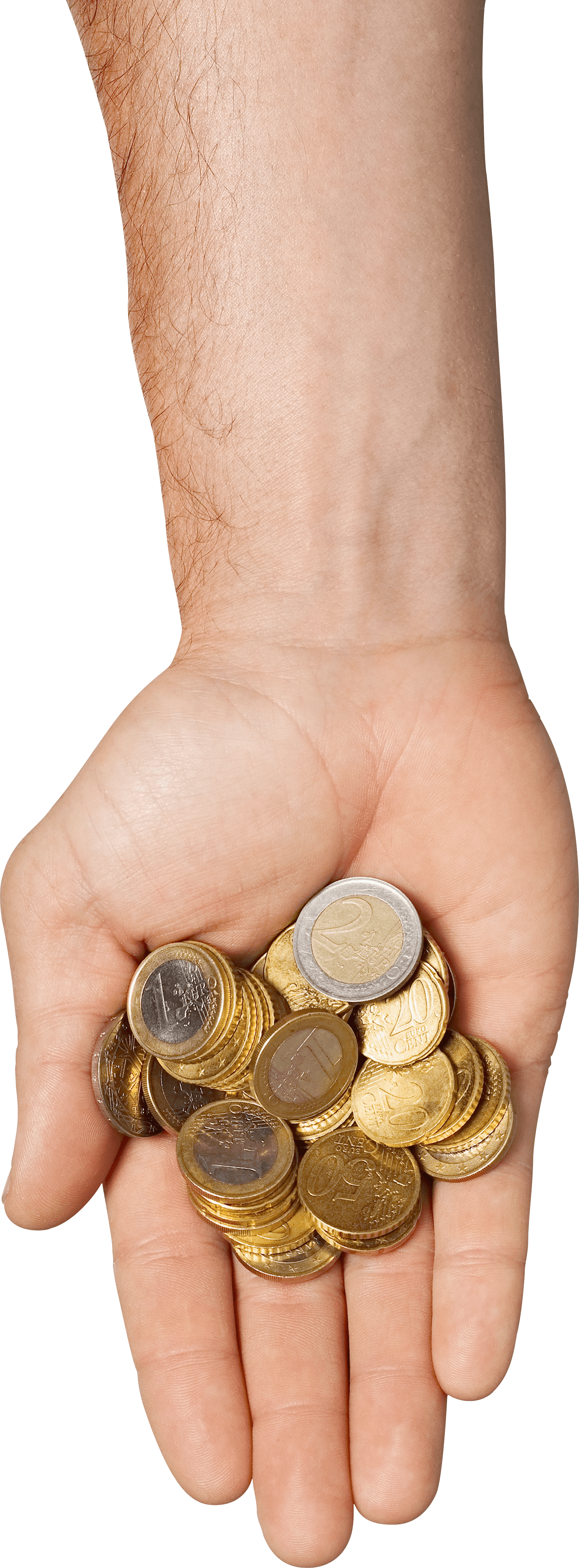 Coins In Hand Transparent PNG Image