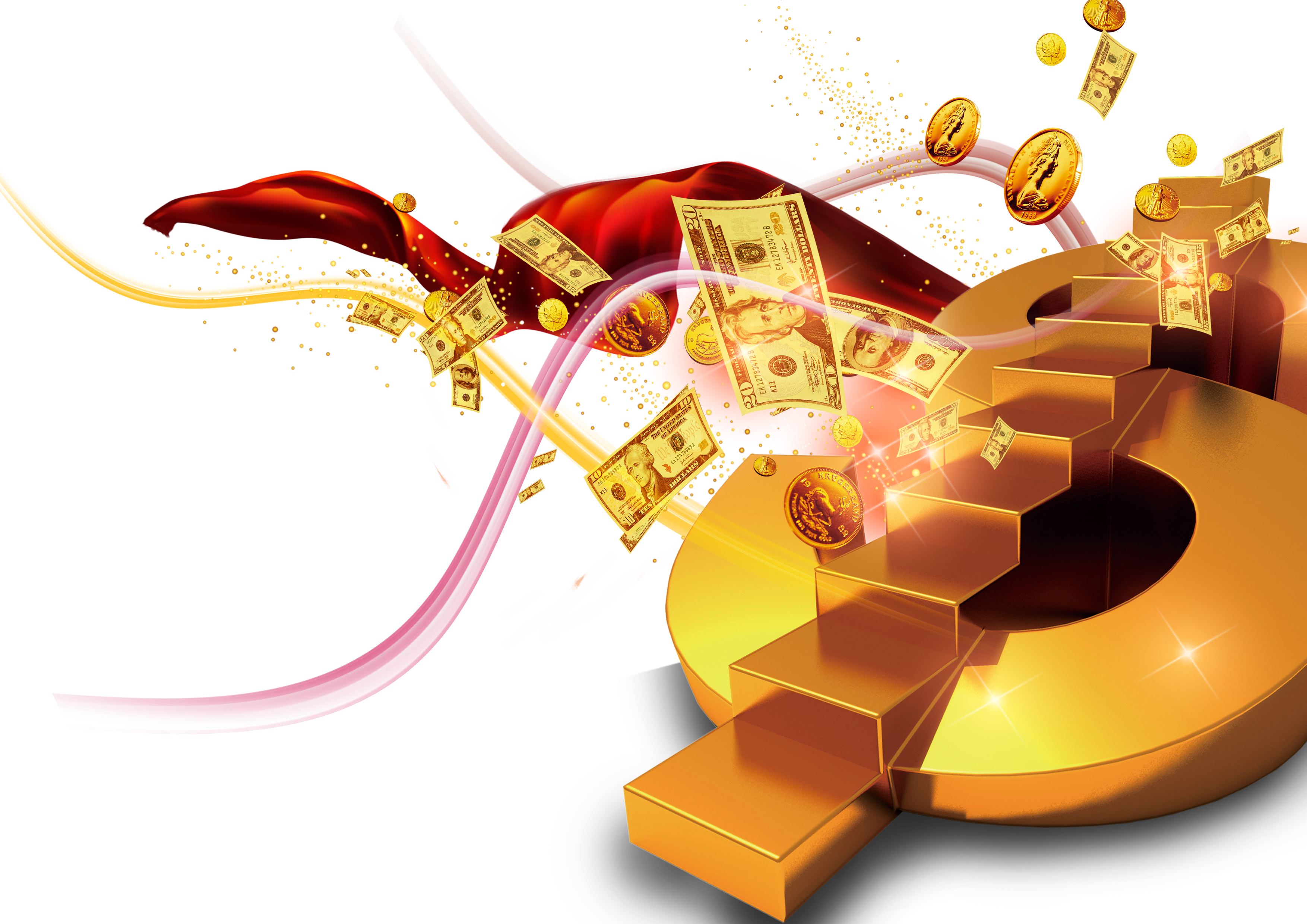Ladder Coin Dollar Gold Transparent PNG Image