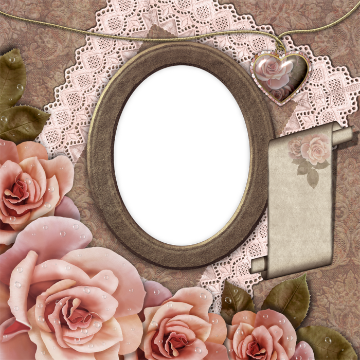 Pink Flower Collage Frame Decoupage Mounted Transparent PNG Image