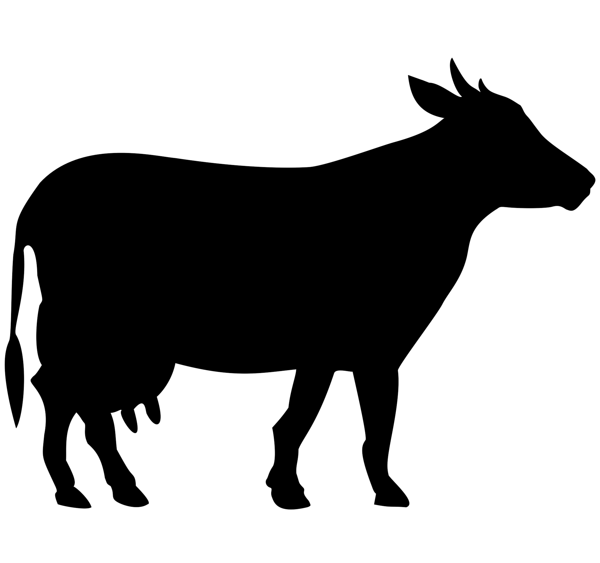Black Cow Siluete Transparent PNG Image