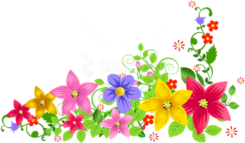 Floral Corner Decoration Transparent PNG Image