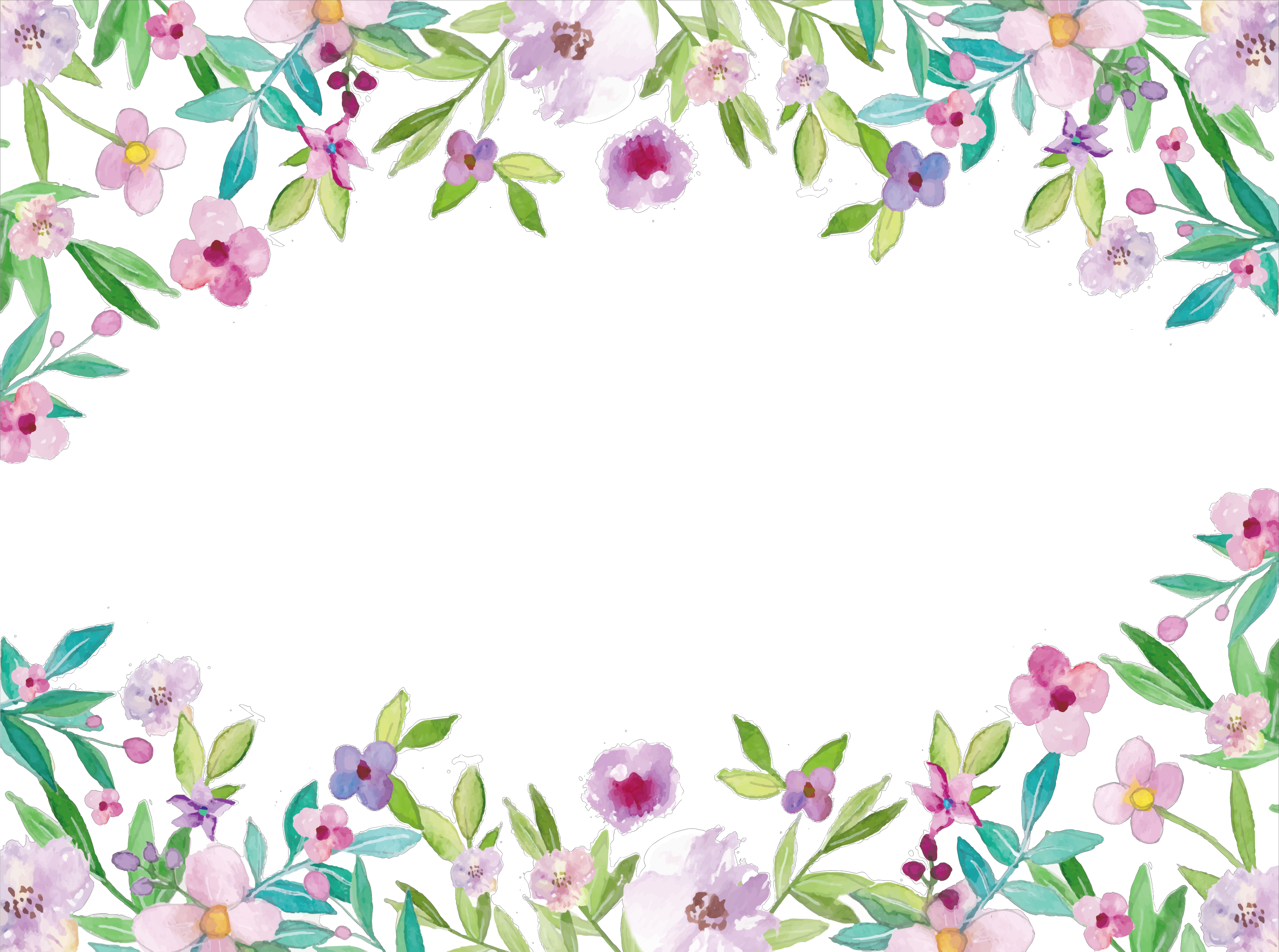 Watercolor Floral Frame Flower Transparent PNG Image