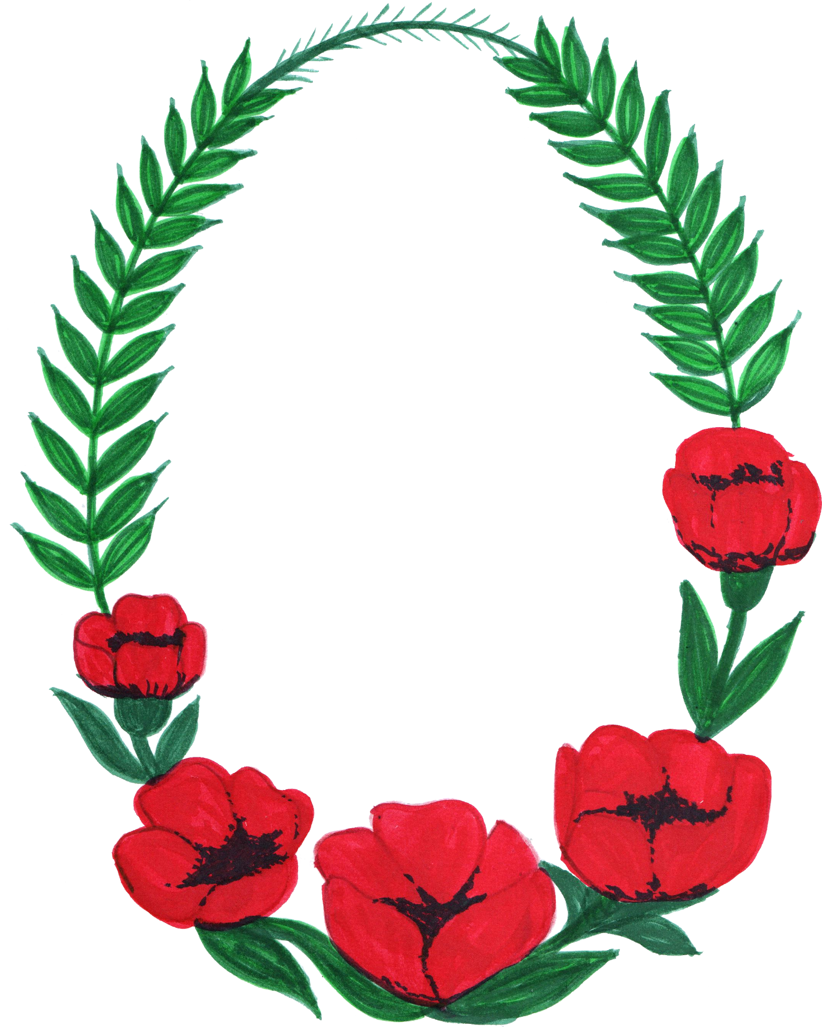 Oval Circle Flower Frame File Transparent PNG Image