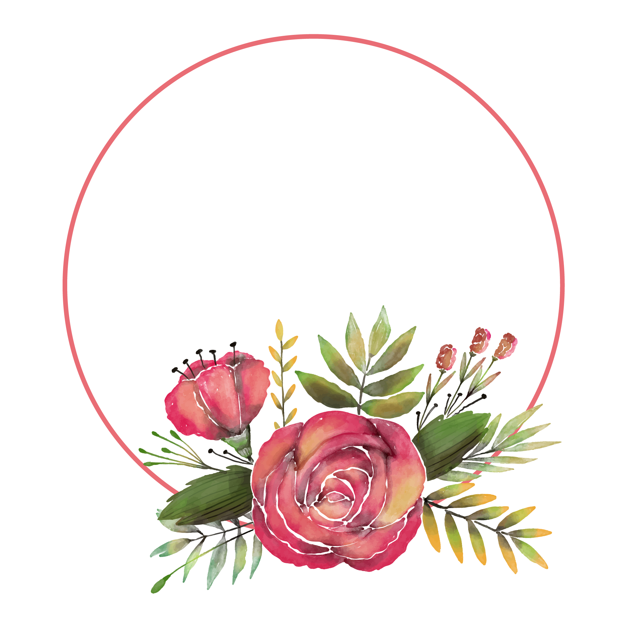 Floral Circle Flower Frame Transparent PNG Image