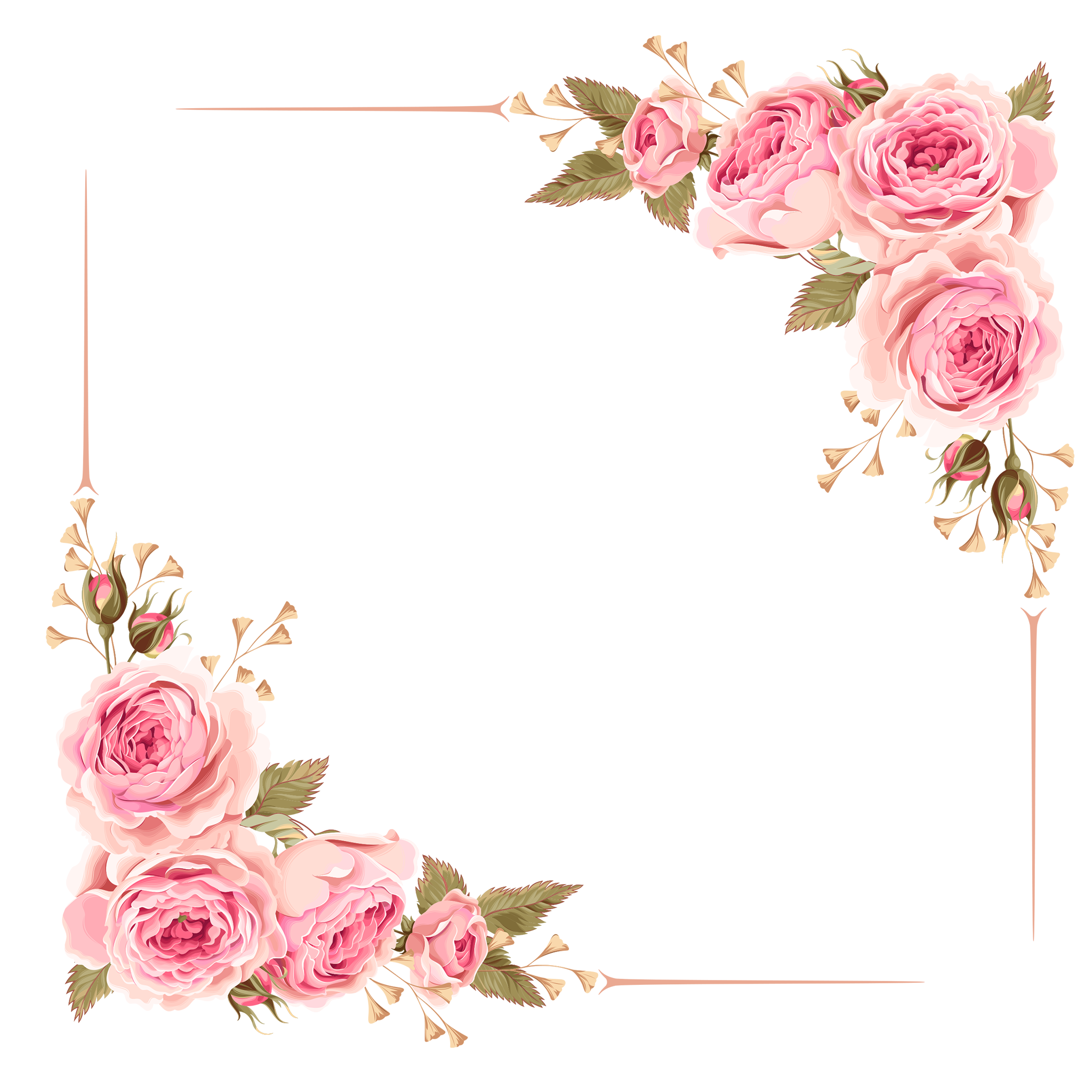 Corner Flowers Border Transparent PNG Image