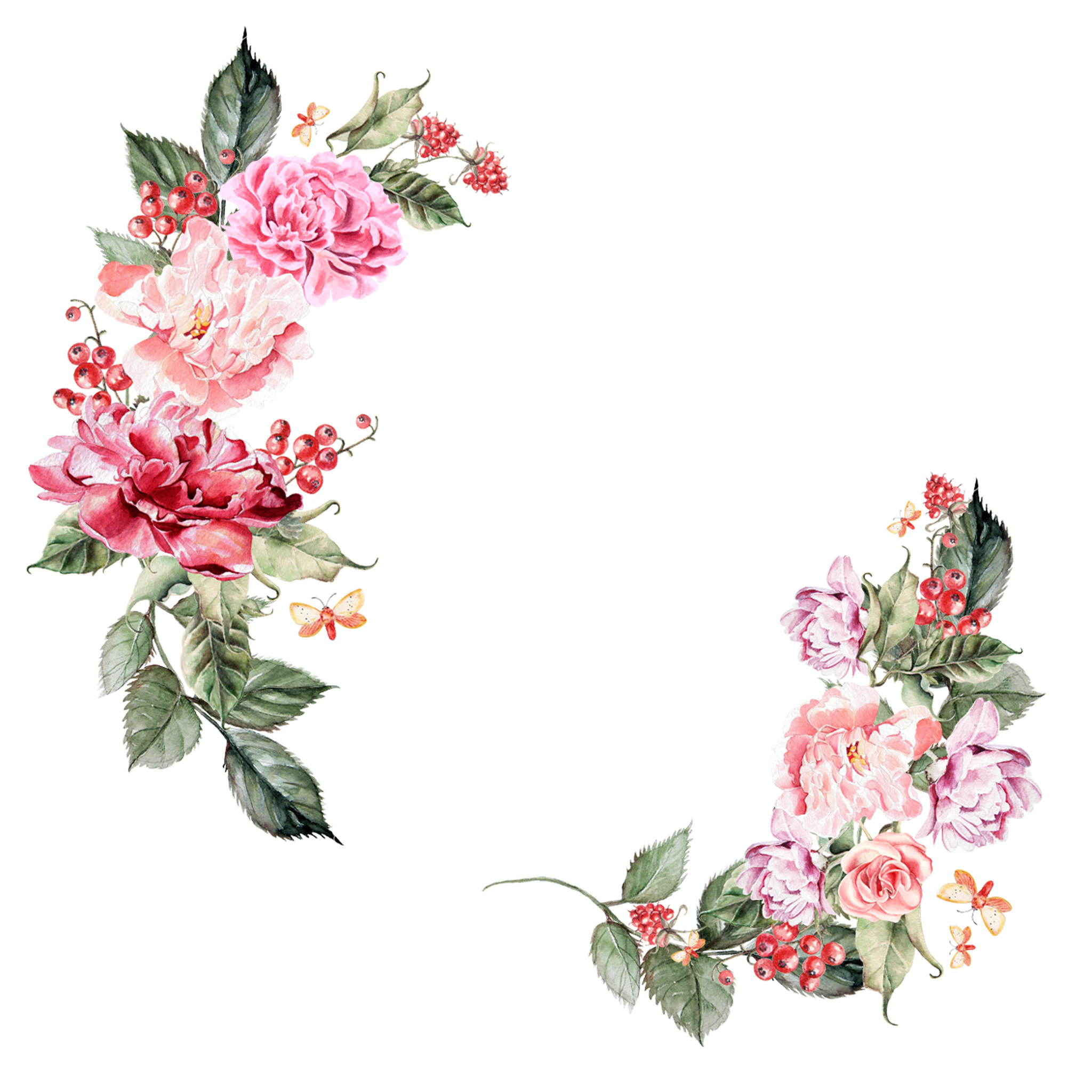 Pink Flowers Border Transparent PNG Image