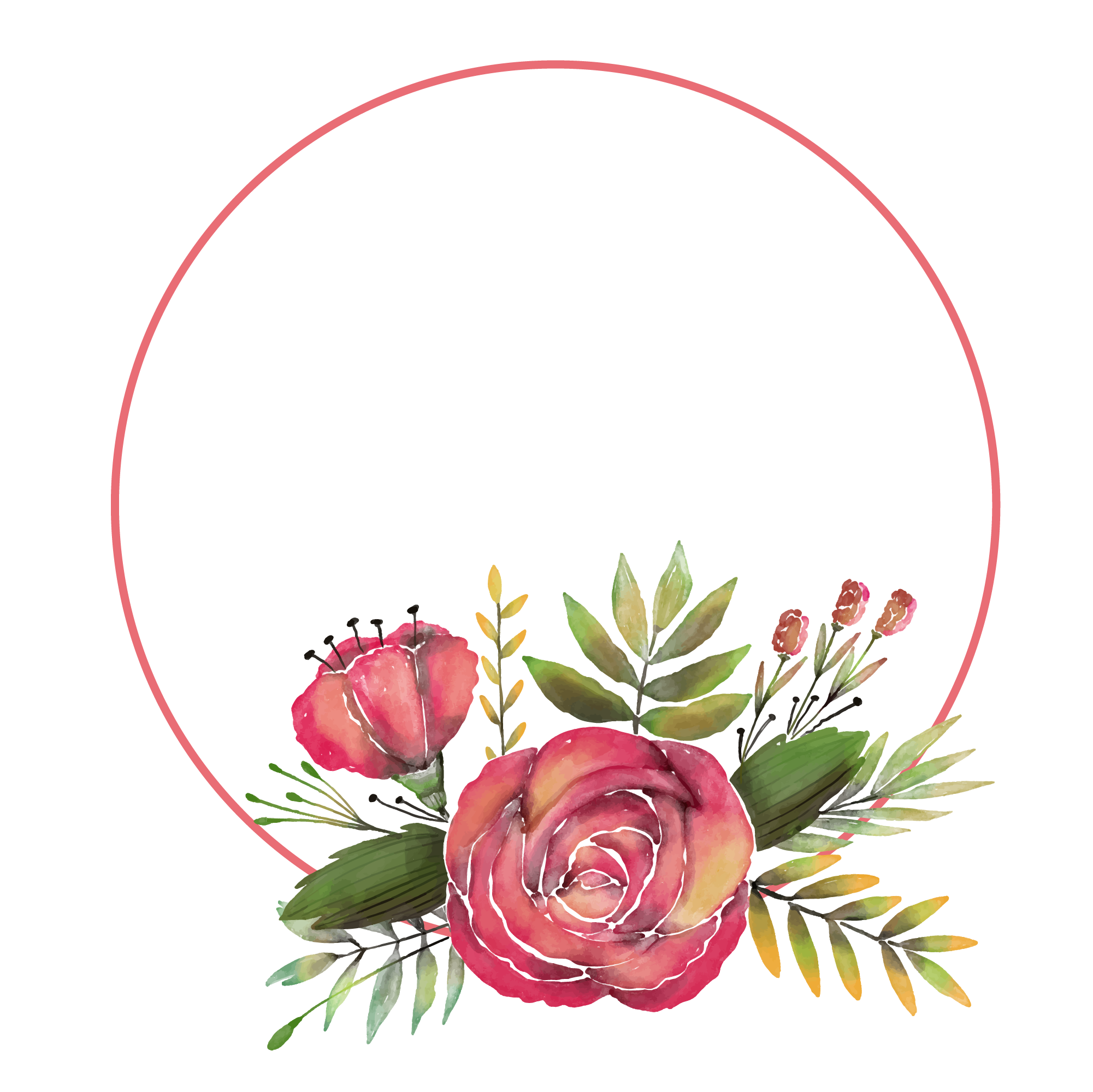 Frame Flowers Circle Transparent PNG Image
