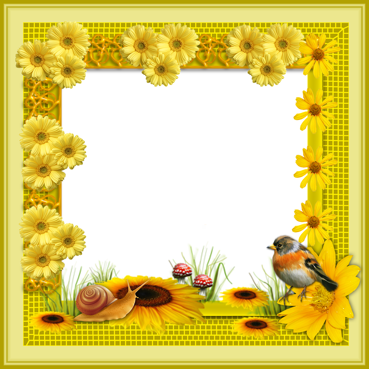 Frame Flowers Sunflower Transparent PNG Image