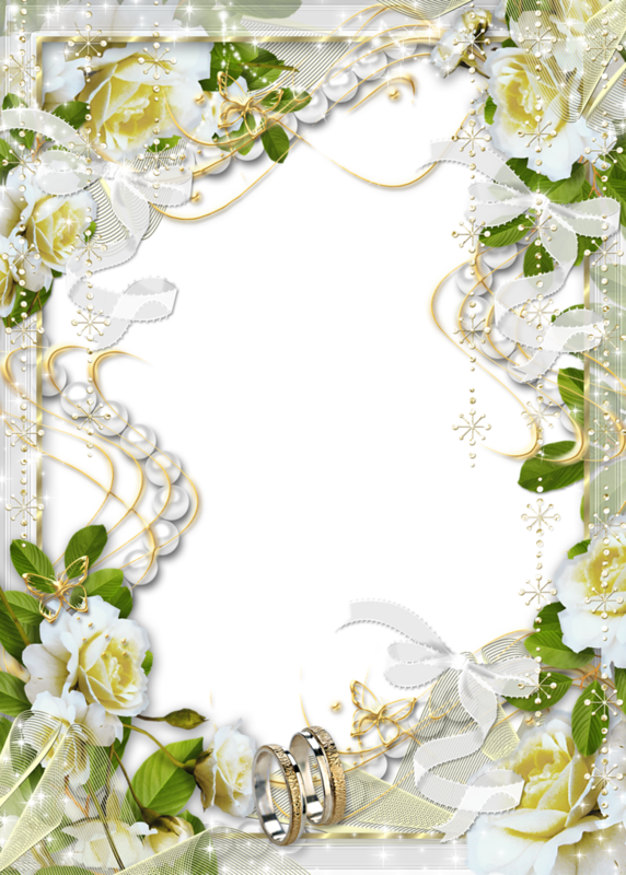 White Flowers Frame Transparent PNG Image
