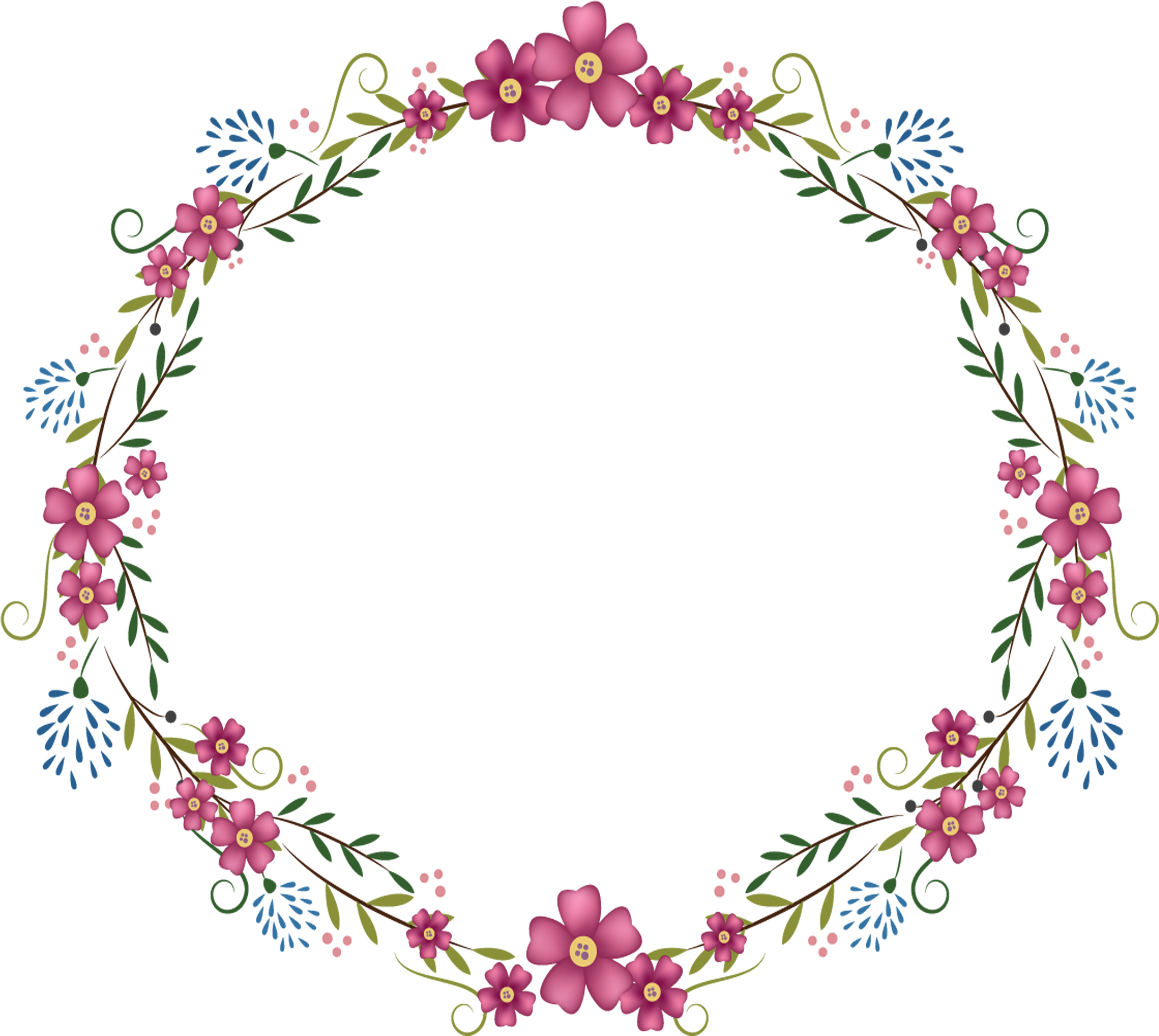 Floral Circle Border Blooming Transparent PNG Image