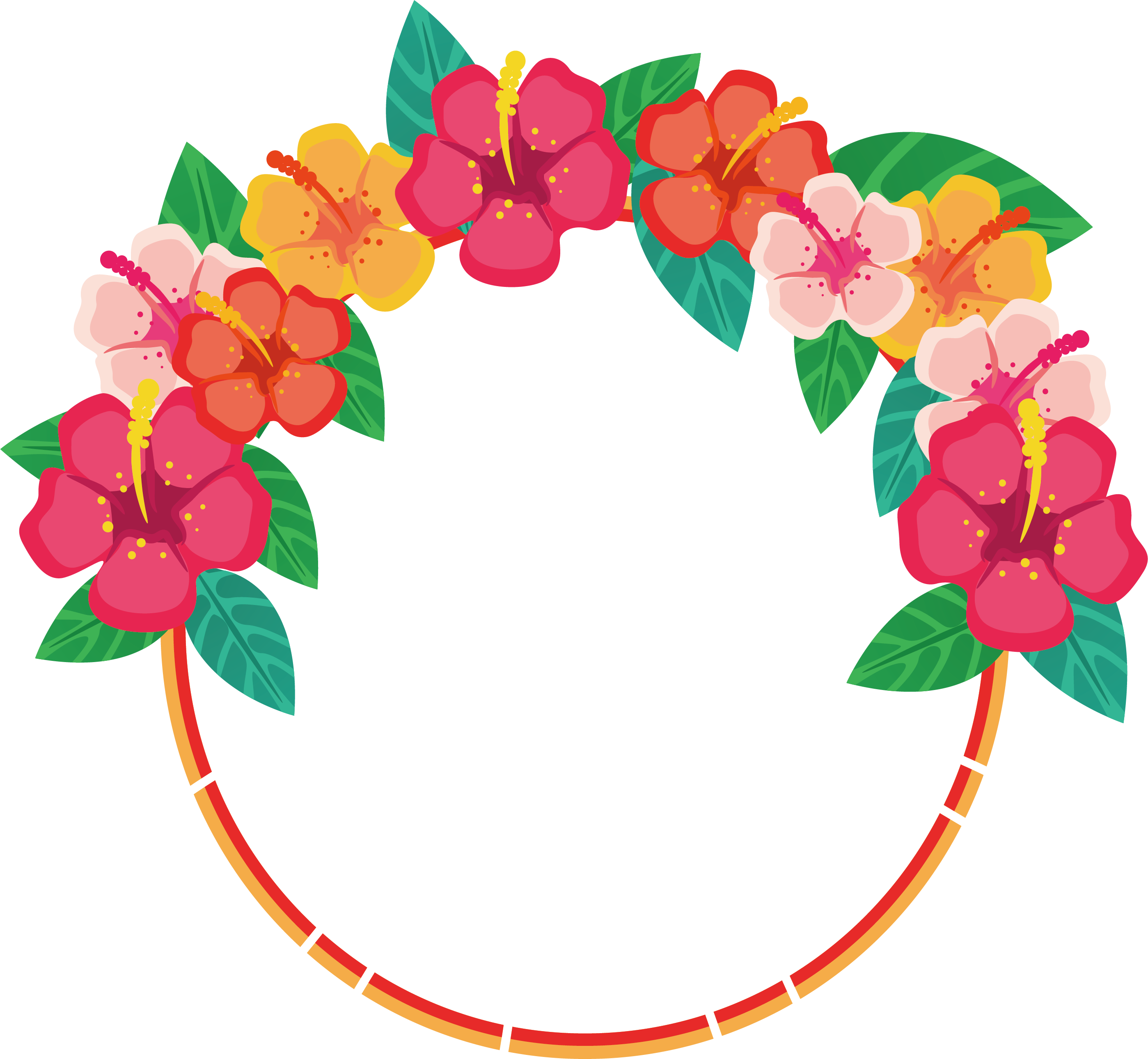 Floral Circle Border Blooming Transparent PNG Image