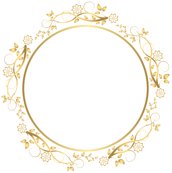 Floral Golden Circle Border Transparent PNG Image