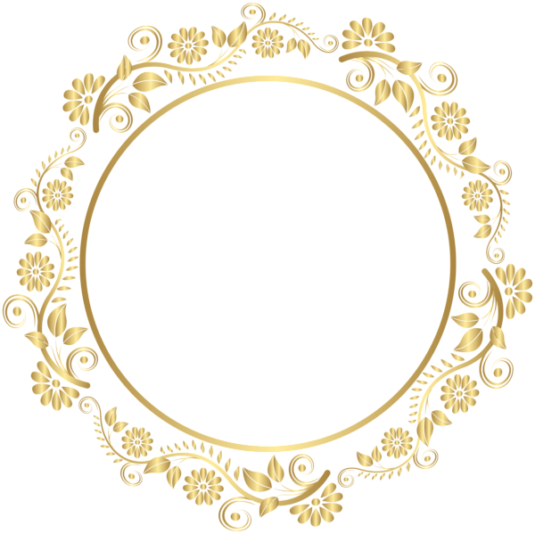 Floral Golden Circle Border Transparent PNG Image