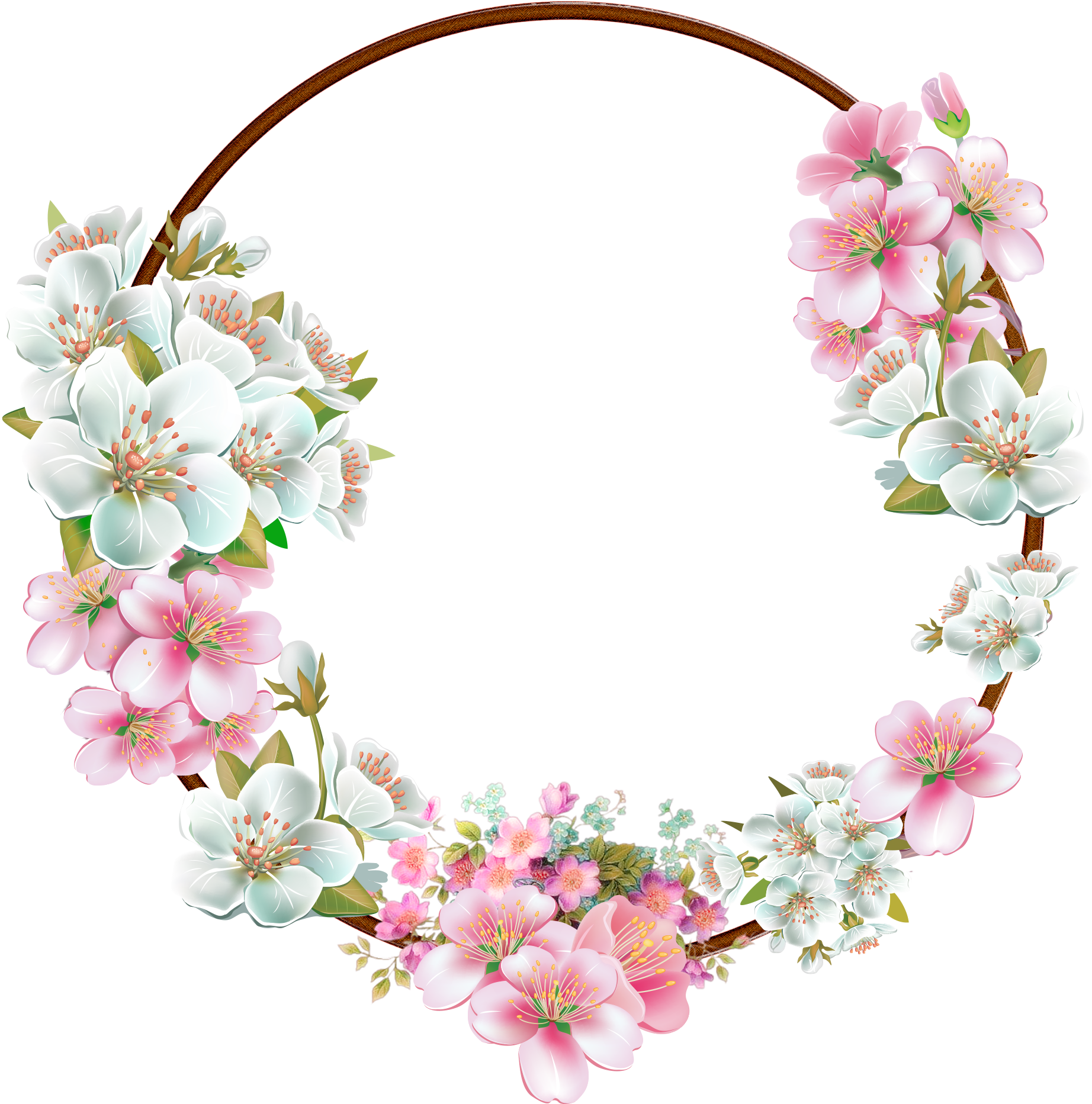 Pink Floral Border Transparent PNG Image