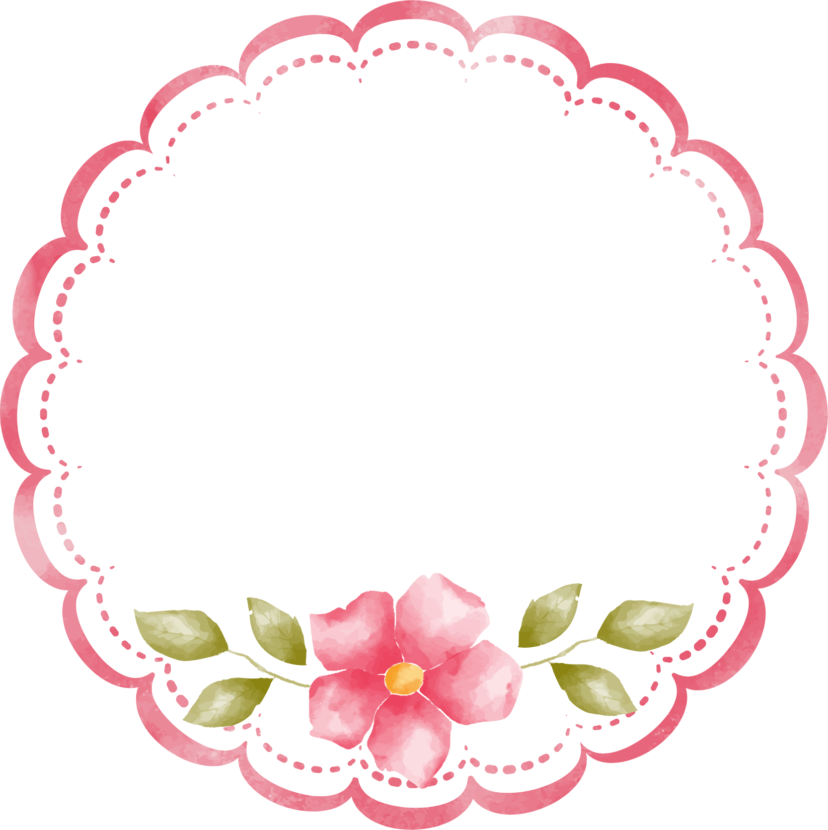 Pink Floral Circle Border Transparent PNG Image