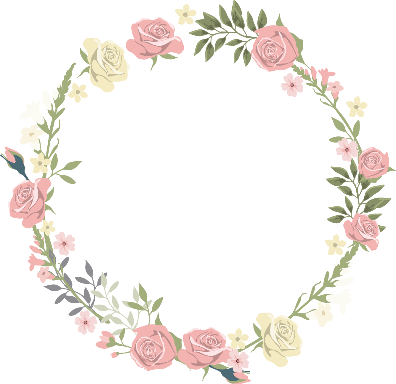 Pink Floral Circle Border Transparent PNG Image