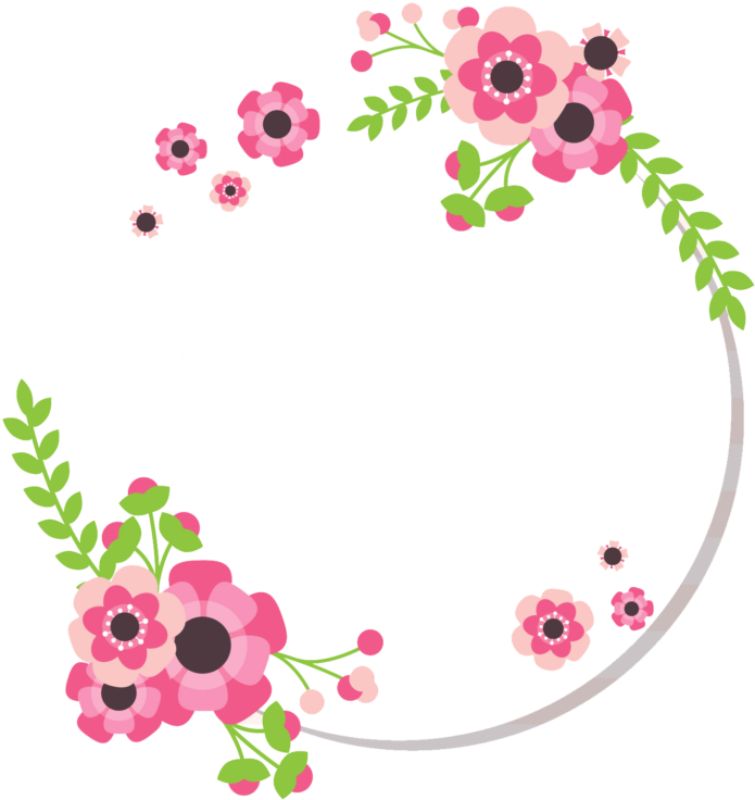 Pink Floral Circle Border Transparent PNG Image