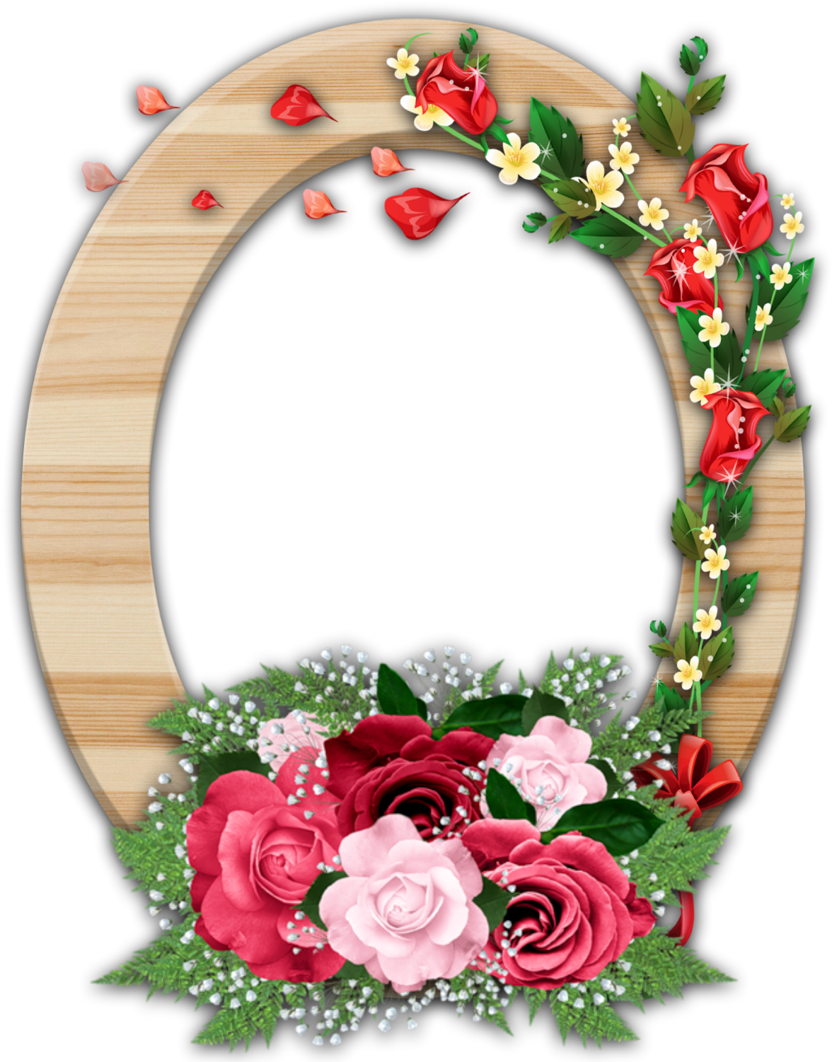 Oval Frame Flower Border Transparent PNG Image